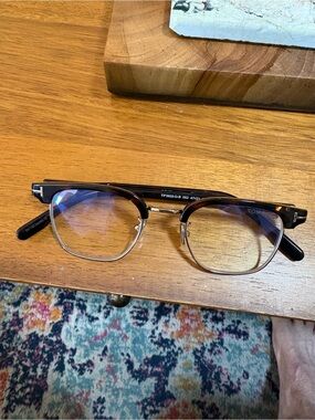 Tom Ford Tortoiseshell and Gold Semi-Rim Eyeglasses